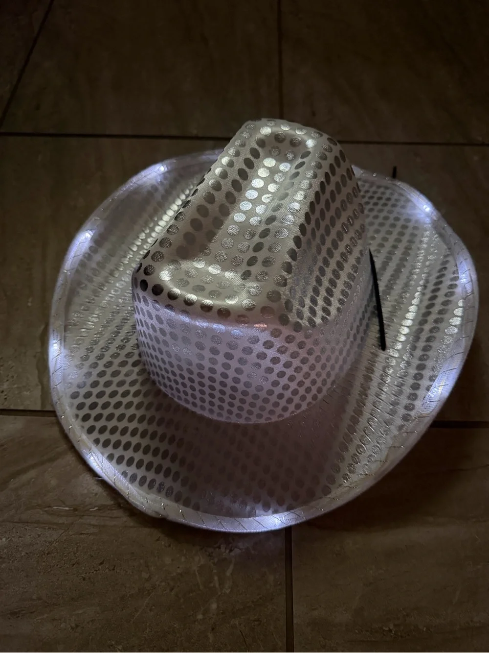 White/silver light up Cowboy Hats - Wedding/Bachelorette/bachelor